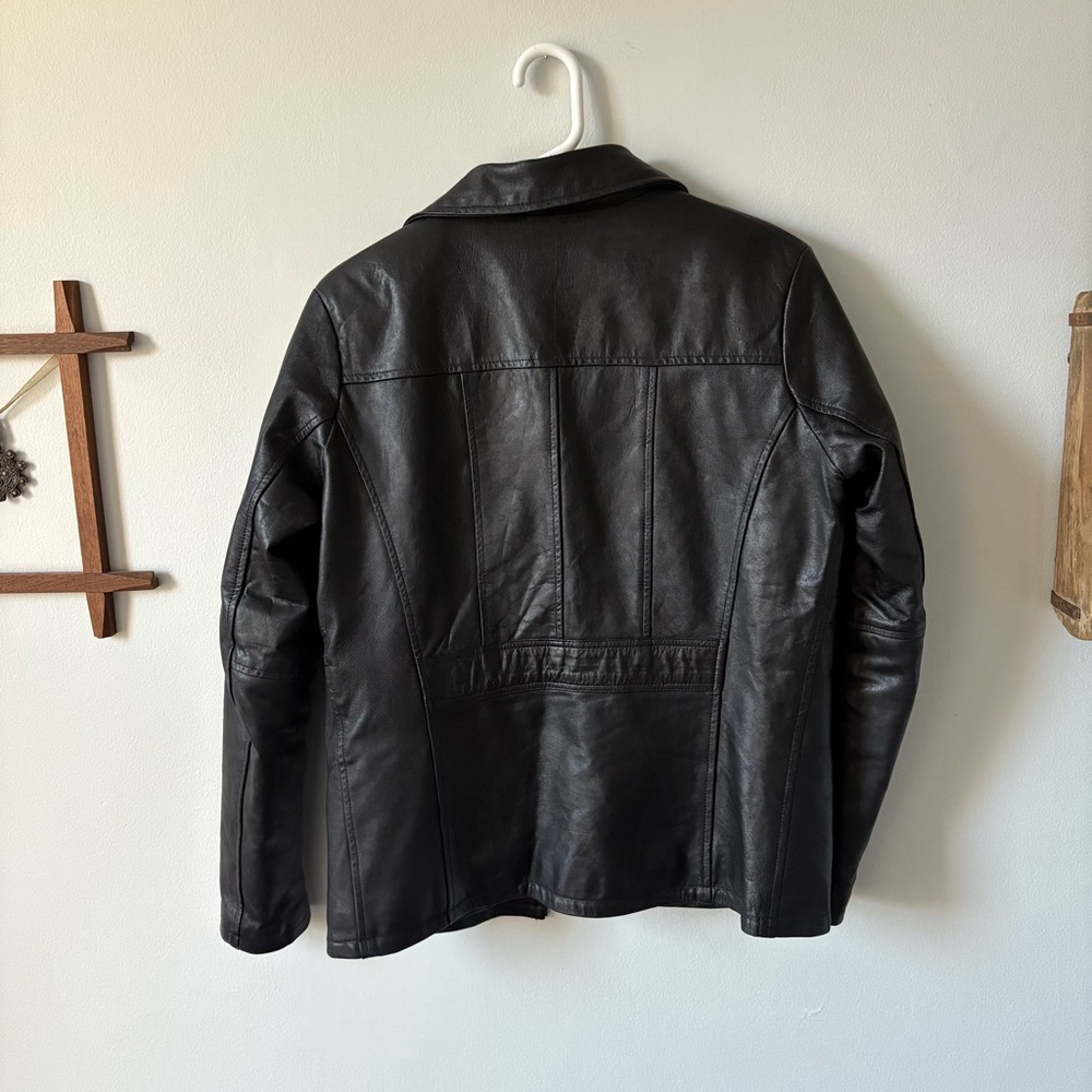 Men's Black Leather Jacket - Picture 2 of 8